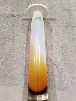Exquisite Evolution Waterford Art Glass Pillar Crystal 14 " Tall Opal And Amber