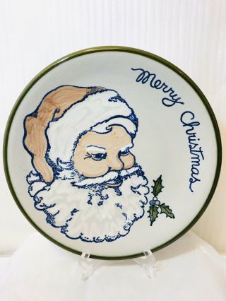 Rare Louisville Stoneware Merry Christmas Santa Claus Plate Platter 11 1/4 "