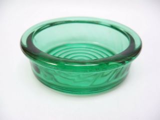 Vintage Jeannette Glass Ultramarine Petal Swirl Beverage Coaster,  Green