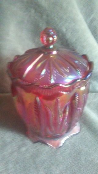 Red Carnival Candy Dish Is Fenton Very Pretty No Flaws Dish Is 5 1/2 Inch Tall