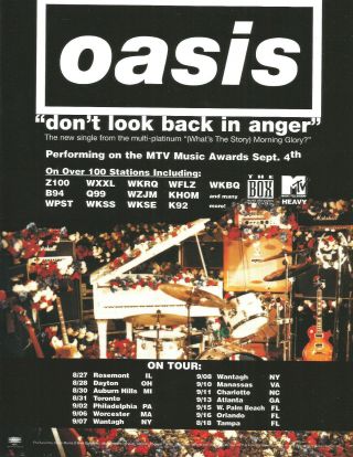 Oasis Rare 1996 Don’t Look Promo Trade Ad Poster For Morning Glory Cd Usa