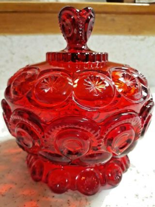 Ruby Red Vintage Moon & Star Pattern Candy Dish