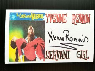 " The Curse Of The Werewolf " Yvonne Romain Autographed 3x5 Index Card