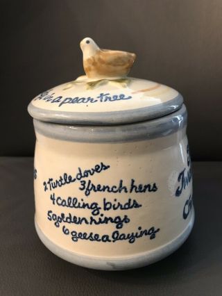 Vintage Louisville Stoneware Kentucky Twelve Days Of Christmas Pottery Canister