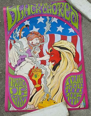 Rare Vintage Nos 1994 - 95 Black Crowes Amorica Tour Poster Devil Never Hung