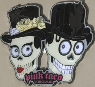 Hard Rock Hotel Las Vegas 2016 Pink Taco Magnet Wedding Bride & Groom Skulls