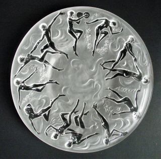 Consolidated Phoenix 8 3/8 " Luncheon Dancing Nudes Nymphs Art Deco Glass Plate