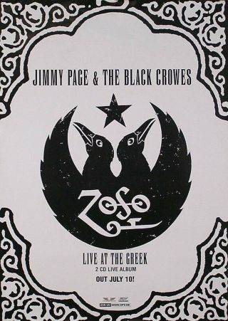 Jimmy Page & The Black Crowes Live At The Greek Promo Poster