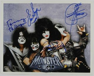 Kiss Signed Autographed 8x10 Rp Gene Simmons Paul Stanley X4 End Of The Road