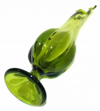 Vintage Mid - Century Modern Green Swung Art Glass Pedestal Vase 3