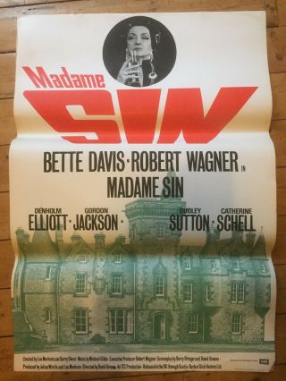 Madame Sin 1972 British Horror Film Poster Bette Davis Denholm Elliott