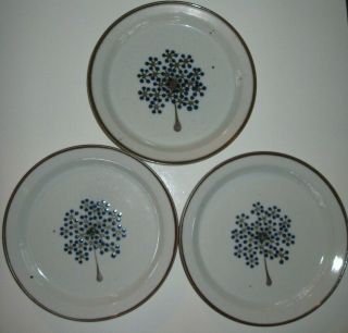Set Of 3 Dansk Designs Linden Blue 10 " Dinner Plates Denmark