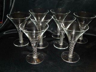 Set Of 8 Ariel By Toscany Air Twist Stem Blown Glass 6 Oz Martini Glasses