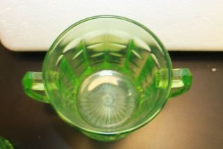 Depression Glass green - squared look sugar jar and salt and pepper shakers 6