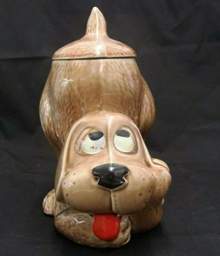 Vintage Mccoy Pottery 0272 Brown Thinking Hound Dog Ceramic Cookie Jar Usa W/lid