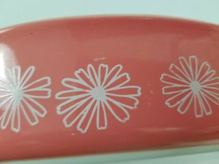 Vintage Pyrex Pink Daisy Divided Casserole Dish 1.  5 Quart with Glass Lid 6