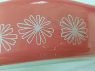 Vintage Pyrex Pink Daisy Divided Casserole Dish 1.  5 Quart with Glass Lid 7