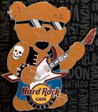 0hard Rock Cafe Orlando 2019 Cool Teddy Bear Playing Guitar Pin On Card Le 300