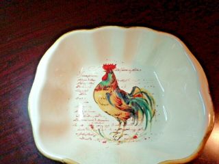 Sur La Table Italian Ceramic Rooster Script 10 5/8 " X 3 1/2 " Serving Bowl,  Italy