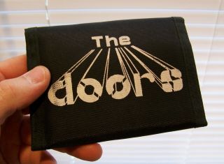 Vintage 1980s The Doors Nylon Bi - Fold Music Concert Wallet Hook Loop Closure