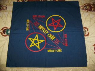Vintage 1980s Motley Crue Blue Bandana Tapestry Flag Headband Banner Scarf