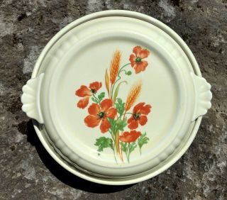 Hall’s Pottery Covered Casserole Dish Orange Poppy Design Vintage USA made 2