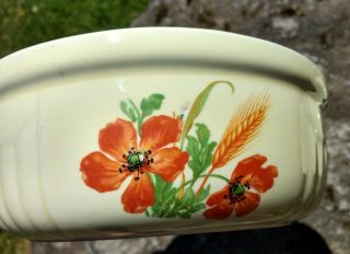 Hall’s Pottery Covered Casserole Dish Orange Poppy Design Vintage USA made 6