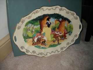 Lenox Disney Snow White & The 7 Dwarfs 16 " Oval Platter 24k Retired