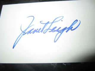 Janet Leigh Signed 3x5 Card Cut Psycho Alfred Hitchcock Night Of The Lepus