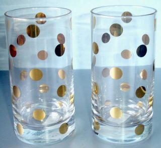 Kate Spade Lenox Pearl Place Highball Hiball Glass Set Of 2 Gold Dots 16 Oz