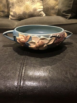 Vintage Antique Roseville Art Pottery - Magnolia 447 - 6 " Bowl Large