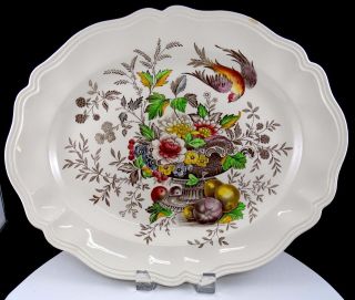 Royal Doulton Hampshire Urn,  Flowers,  Fruit,  & Bird Large Oval 15 1/2 " Platter