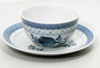 Set of Seven ROYAL COPENHAGEN Tranquebar Cup & Saucer Blue White Fajance DENMARK 2