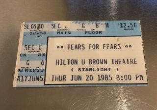 Tears For Fears Ticket Stub - Indianapolis Usa 1985 - Songs From The Big Chair