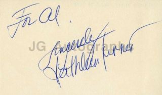 Kathleen Turner - Award Winning Film And Stage Actress - Signed Card,  1983