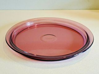 Vintage Corning Cranberry Purple Visions C - 112 - B Round Glass Baking Platter