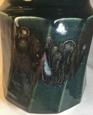 Vintage Phil Mayhew Tennessee USA Studio Pottery Cobalt Blue Green Silver Signed 3