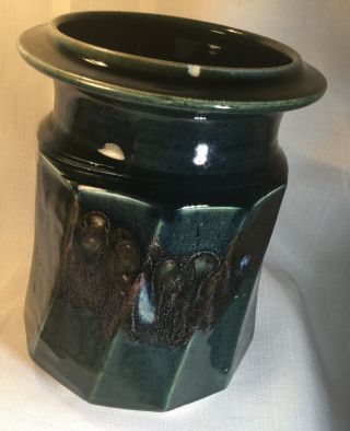 Vintage Phil Mayhew Tennessee USA Studio Pottery Cobalt Blue Green Silver Signed 5