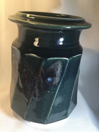 Vintage Phil Mayhew Tennessee USA Studio Pottery Cobalt Blue Green Silver Signed 6