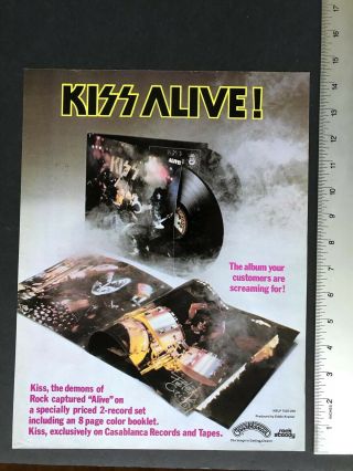 1975 Kiss “alive” Album Release Full Page 11x14 " Promo Ad