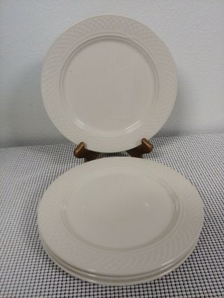(4) Homer Laughlin Gothic Dinner Plates 10” Bone Ivory White Stoneware