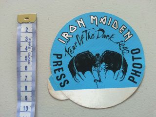 Vintage Iron Maiden Fear Of The Dark 1992 Press Photo Pass Backstage Sticker