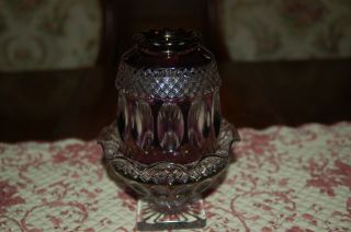 Vintage Westmoreland 2 Piece Purple Flash (or Stain) Glass Fairy Lamp