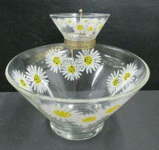 Vintage White And Yellow Daisy Chip And Dip Bowl Set - Anchor Hocking
