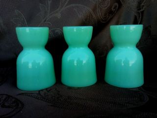 Set Of 3 Vintage Fire King Jadeite Egg Cups 4 " Tall In Ex Cd