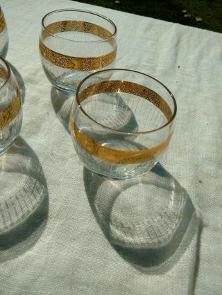 6 Mcm Vtg Culver 22k Gold Lowball Old Fashioned Whiskey Glasses/barware Vgc