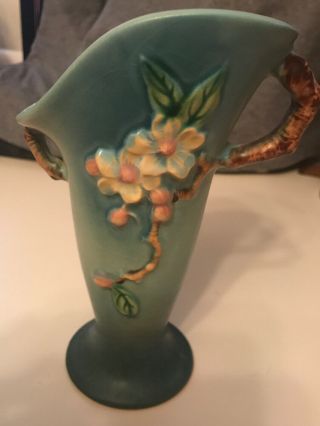 Vintage Roseville Pottery Apple Blossom Vase 382 - 7