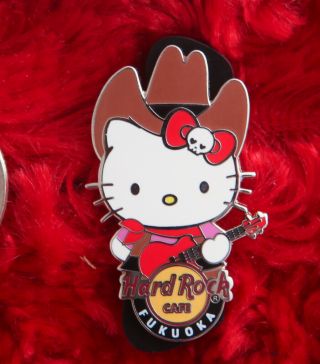 Hard Rock Cafe Pin Fukuoka Hello Kitty Cowboy Hat America Costume World Series