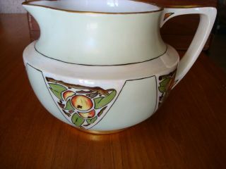 Vintage Signed J P L,  Jean Pouyat Limoges Green And Pearlescent Pitcher