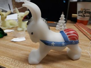 Fenton Hand Painted - " Stars And Stripes " - Patriotic Donkey Signed
